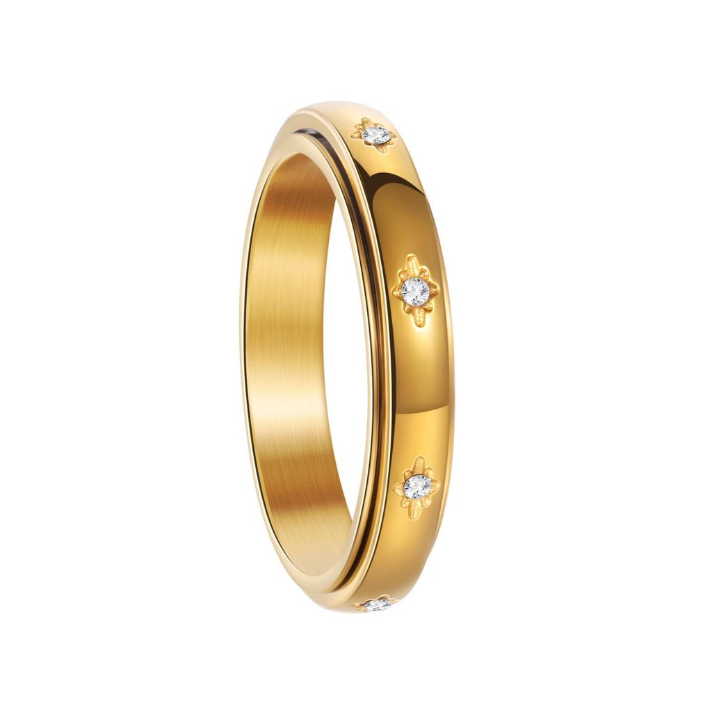 Nový dámský prsten z titanové oceli s otočným diamantem - Jednoduchý, jedinečný design