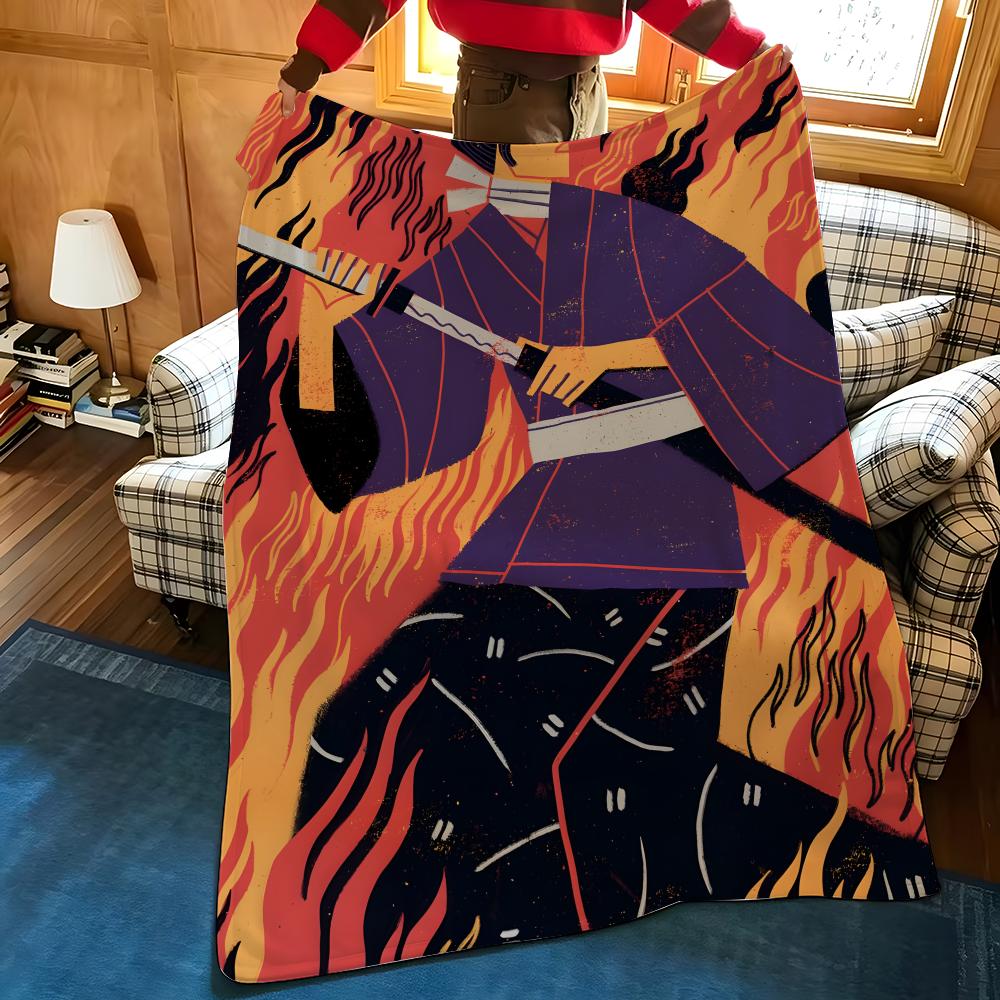 Animation B-Blue E-Eye S-Samurai Throw Flannel Cozy Print Blanket, Portable, Durable Machine Washable Cute Cool
