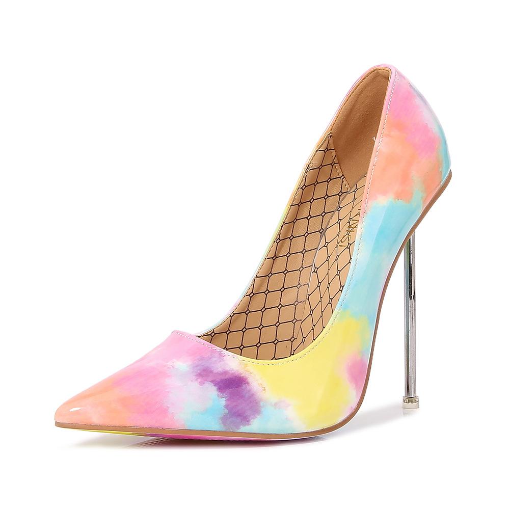 New fashion style pointed ball graffiti stilettos sexy candy color fashion shoes large size