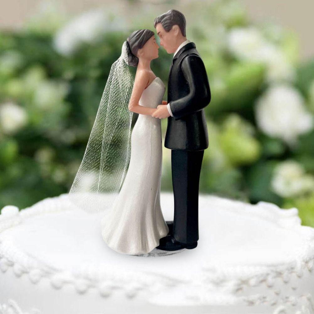 Elegant Cake Toppers Dolls Bride & Groom Figurines for Anniversaries,Engagements