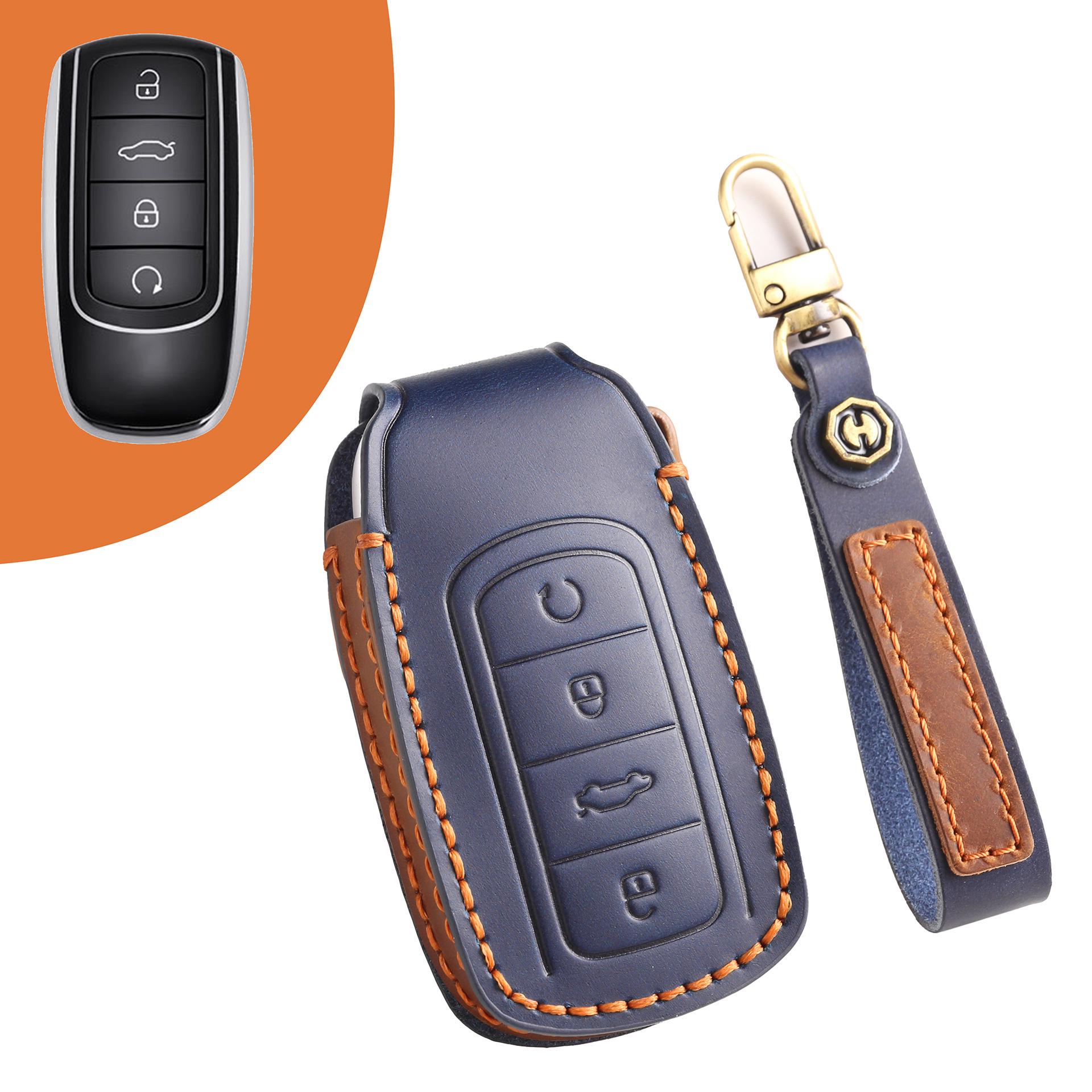 

Чехол для ключа из искусственной кожи для Chery Tiggo 8 PRO/Arrizo 8 2022 года синий