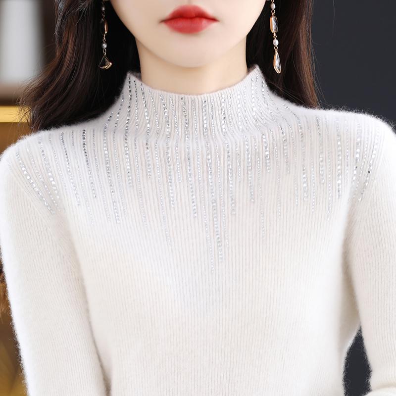 Women's Cashmere Sweater Qinghe Cashmere 30% Cashmere 70% Wool Women's Autumn and Winter Cashmere Pullover Soft and Warm