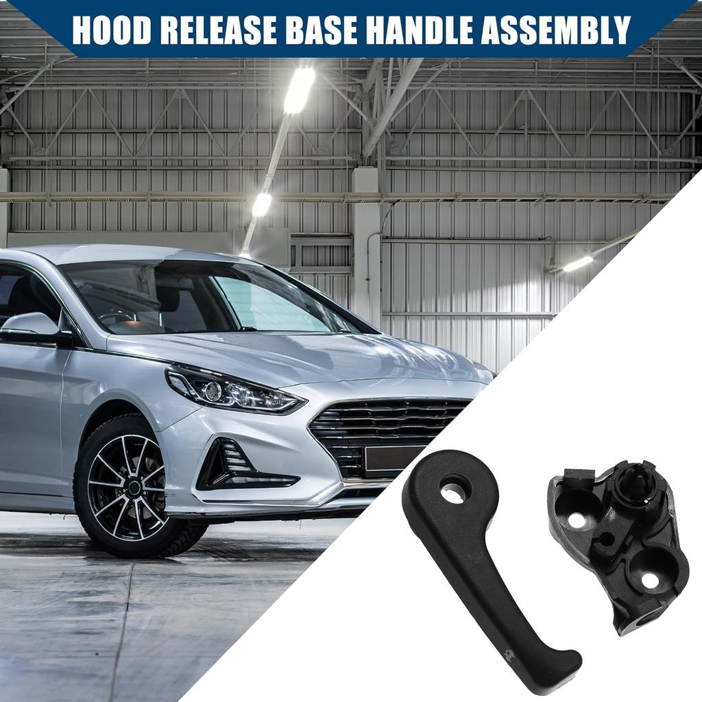 No.81180-2B000 / Hood Release Base Handle Assembly for Hyundai Santa Fe 2007-2022 / Front/Durable Plastic / 1Set Black