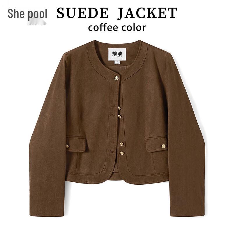 

Women s Petite Retro Maillard Style Round Neck Short Jacket XL