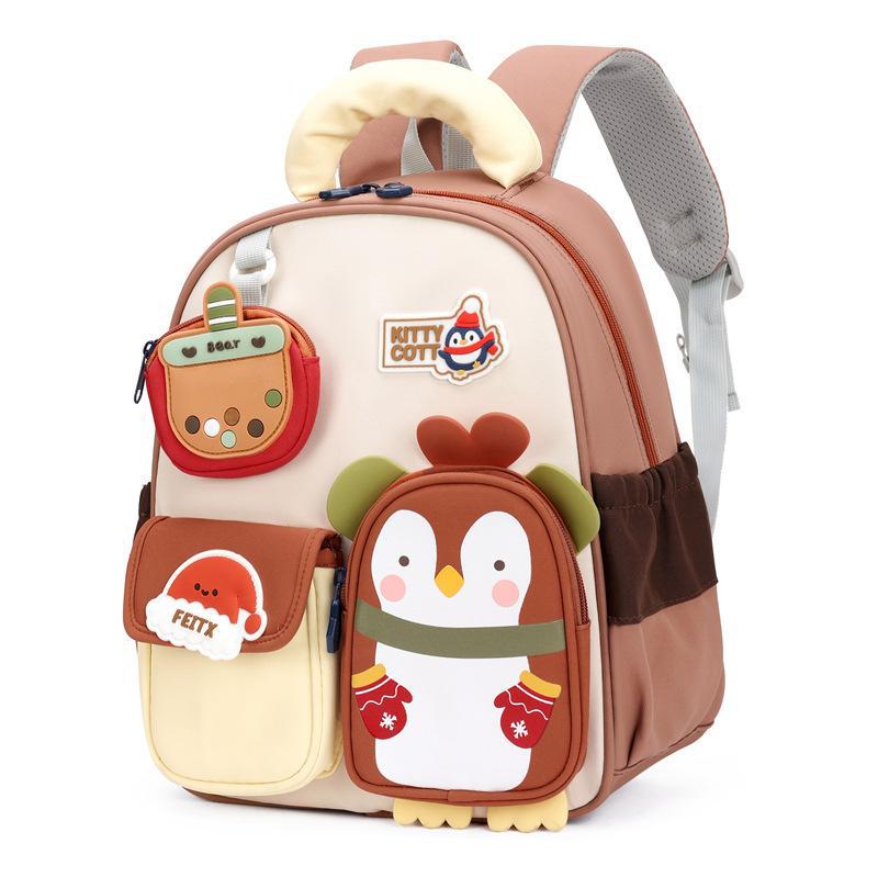 Schoolbag new soft fufu cute fun cartoon children's anti-fall backpack dopamine contrasting color cute treasure school season admission schoolbag