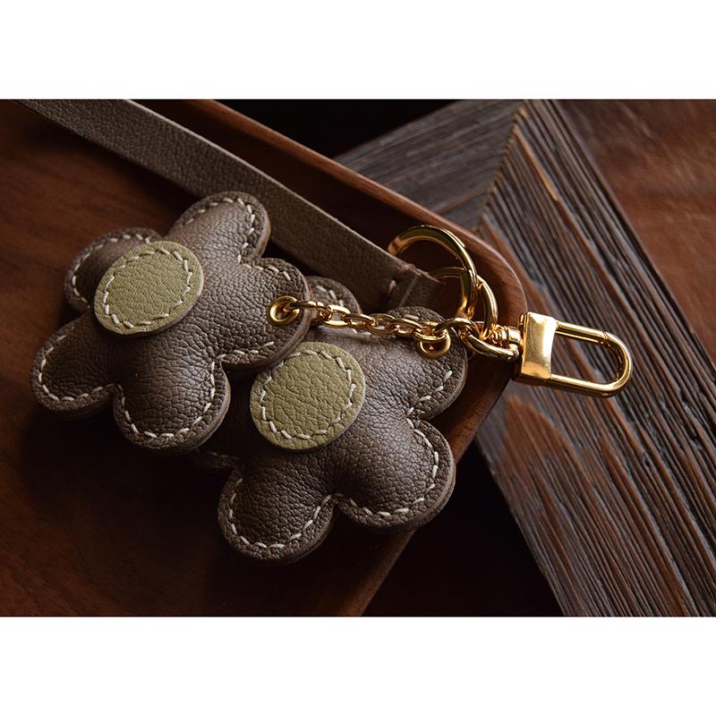 Flower Flower Original Design Leather Handmade Car Key Bag Pendant Personality, Female Gift Keychain