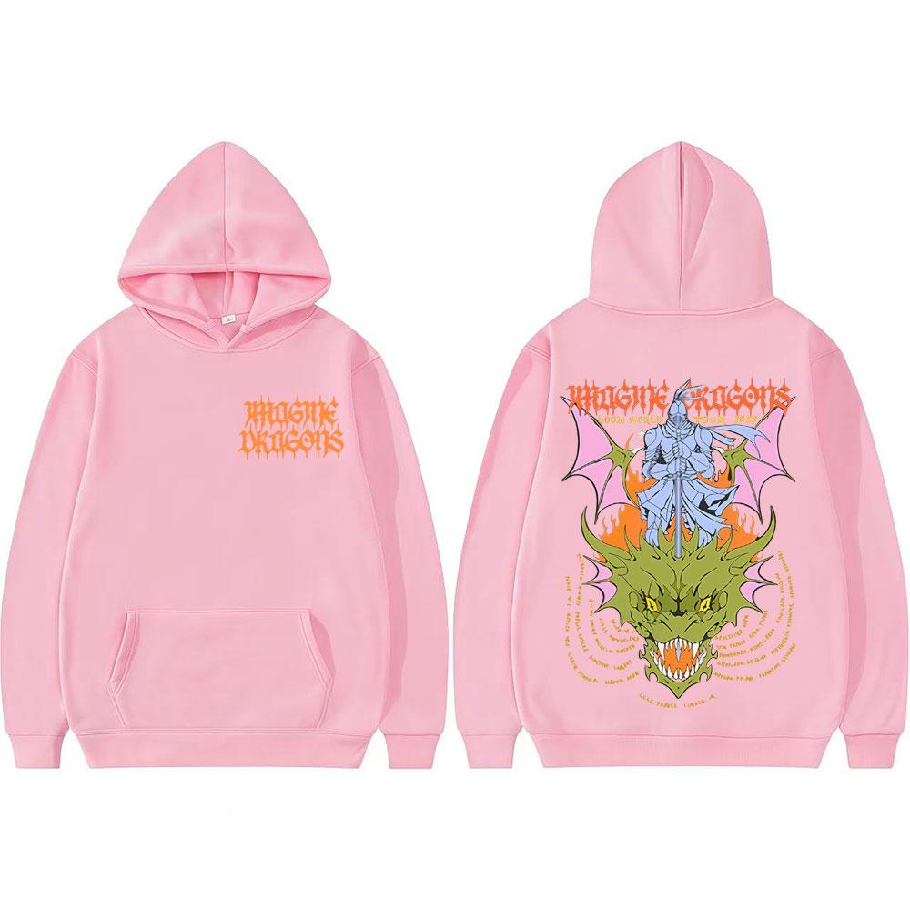Imagine Dragons KNIGHT DRAGON World Tour Bluza z kapturem Topy Mężczyźni Kobiety Harajuku Estetyka Hip Hop Topy Bluzy Komfortowe Bluzy
