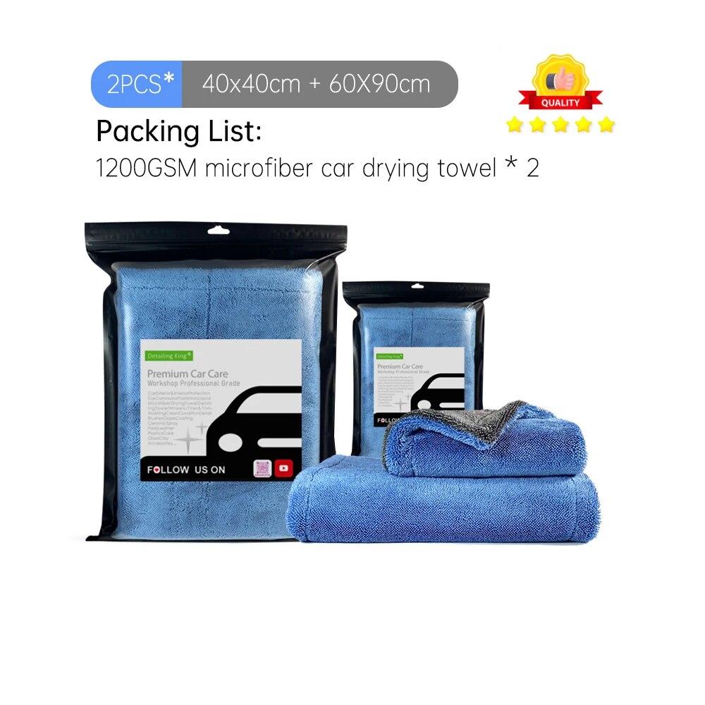 Детализация King 1200GSM микрофибра автомобильное сушильное полотенце с двойной скруткой — фото 11