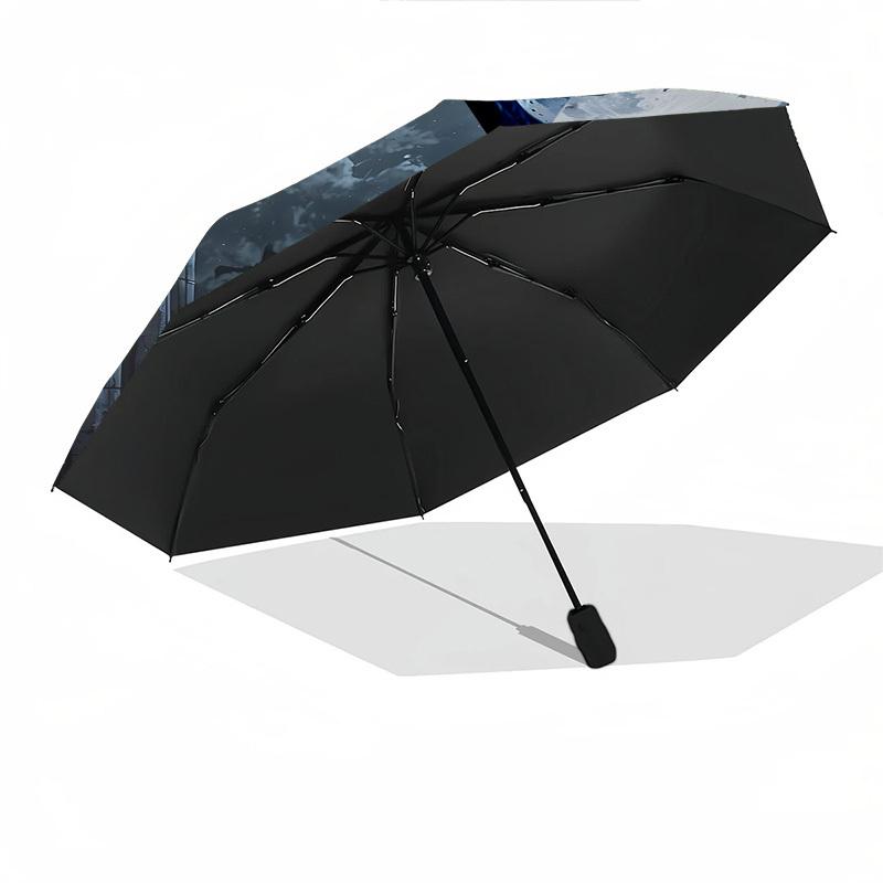 1pc Batman Night Automatic Folding Umbrella - Compact 8-Rib Design, Durable Plastic & Iron1414L