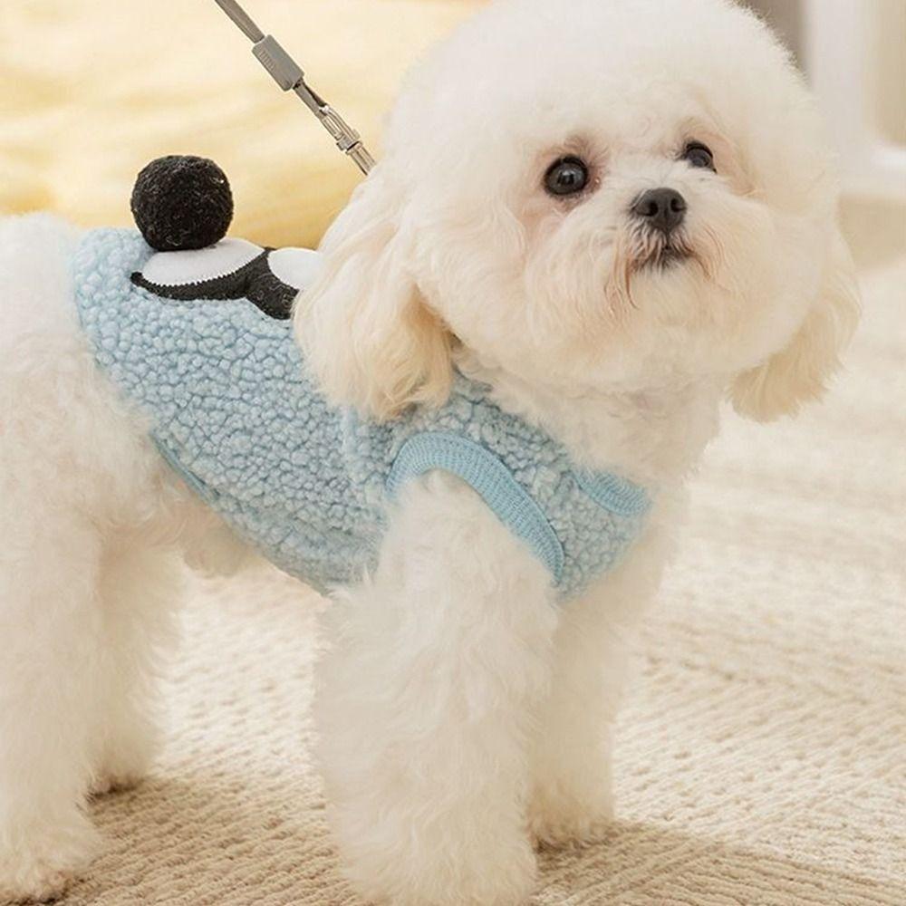 Soft Dog Jacket Plush Pet Clothes Cute Cat Sweater  for Puppy Cats