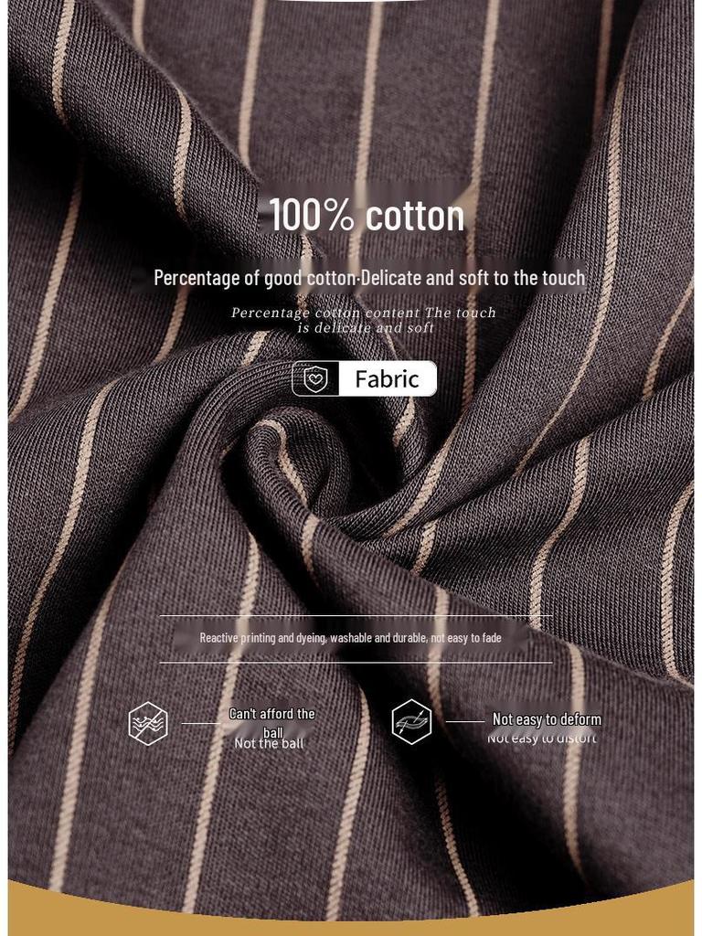 Herren Herbst/Winter Baumwoll-Pyjama-Set - Gestreiftes Karomuster Strickjacke & Langarm Zweiteiler