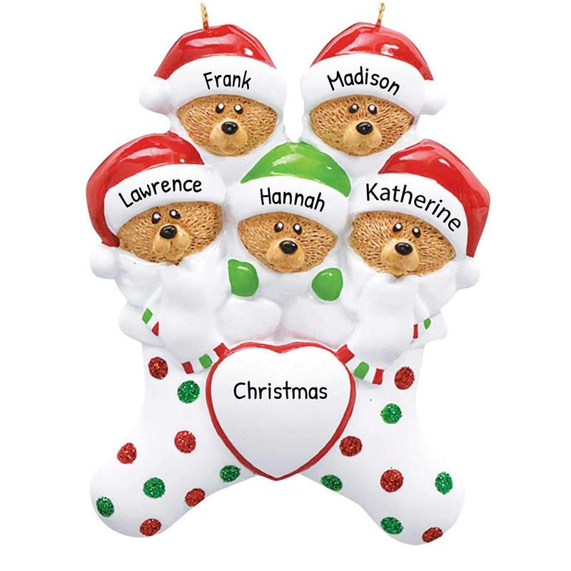 Lovely Bear Family Embracing Heart Christmas Ornament Trendy Decor Holiday
