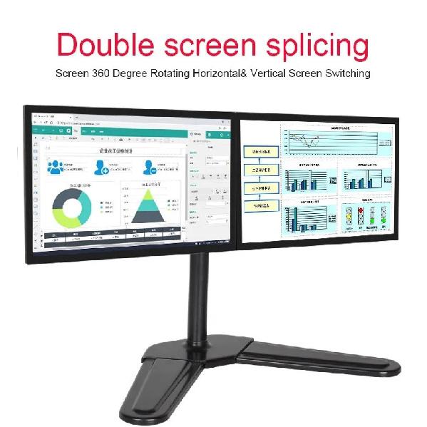 HILLPORT 10-32 Inch Dual Screen Monitor Arm Stand with Tilt & Rotate Function, Desktop Base PC Monitor Mount, Support VESA DZ18