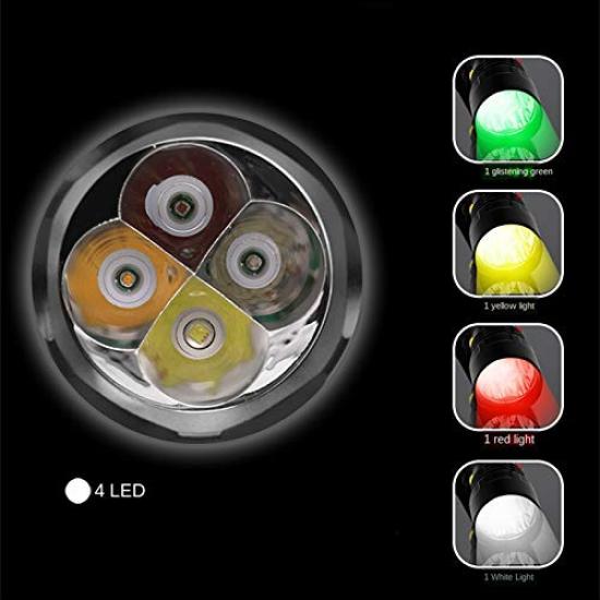 WINDFIRE LED Tactical Flashlight with and White Independent Magnetic Waterproof Flashlight for Emergency Power and Night Fishing Flashlight,
