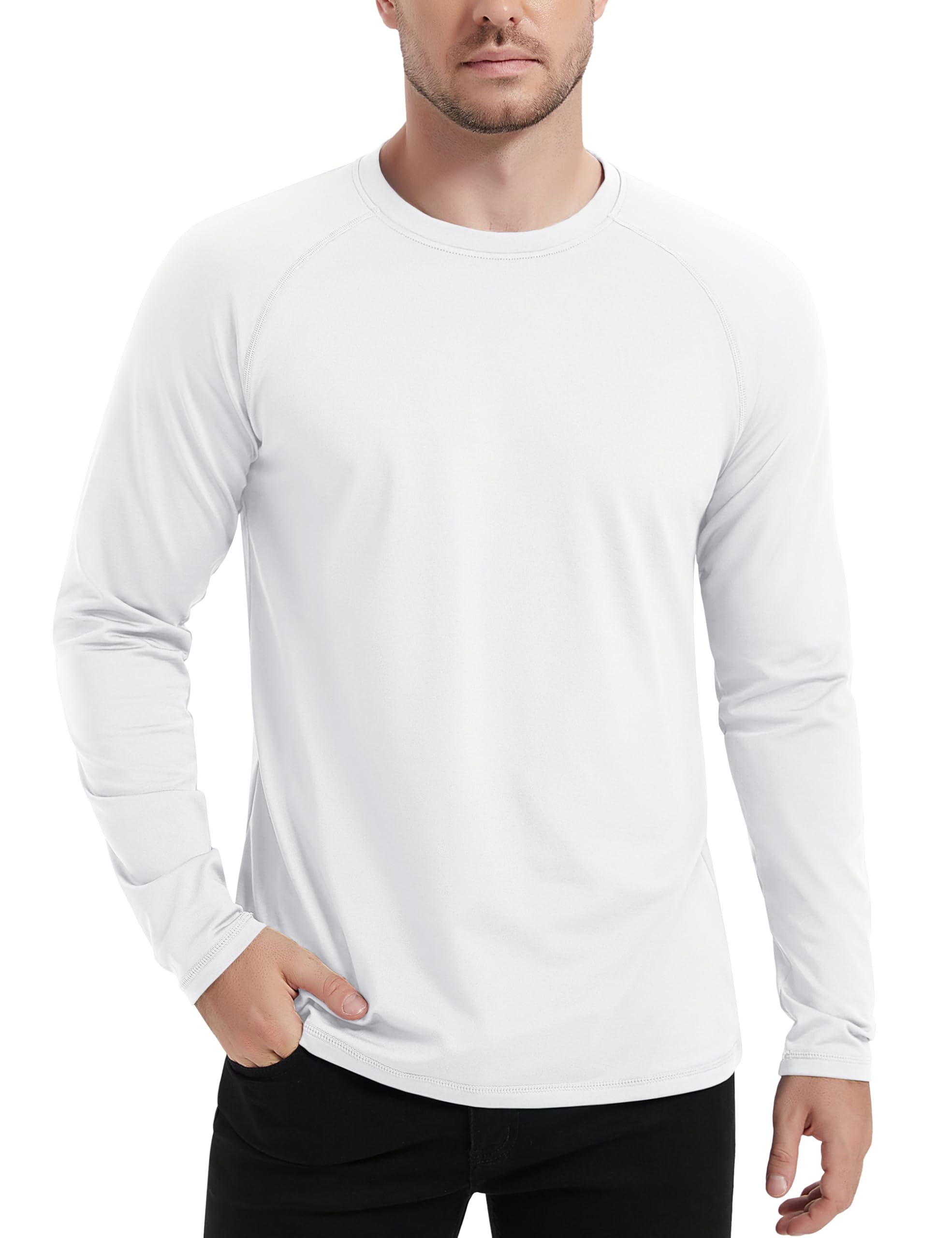 

MAGCOMSEN Winter Golf Long Sleeve Fleece with Warm and Comfortable Size 2XL Men s T-Shirt, Moisture-Wicking Heattech, Innerwear, White, белый