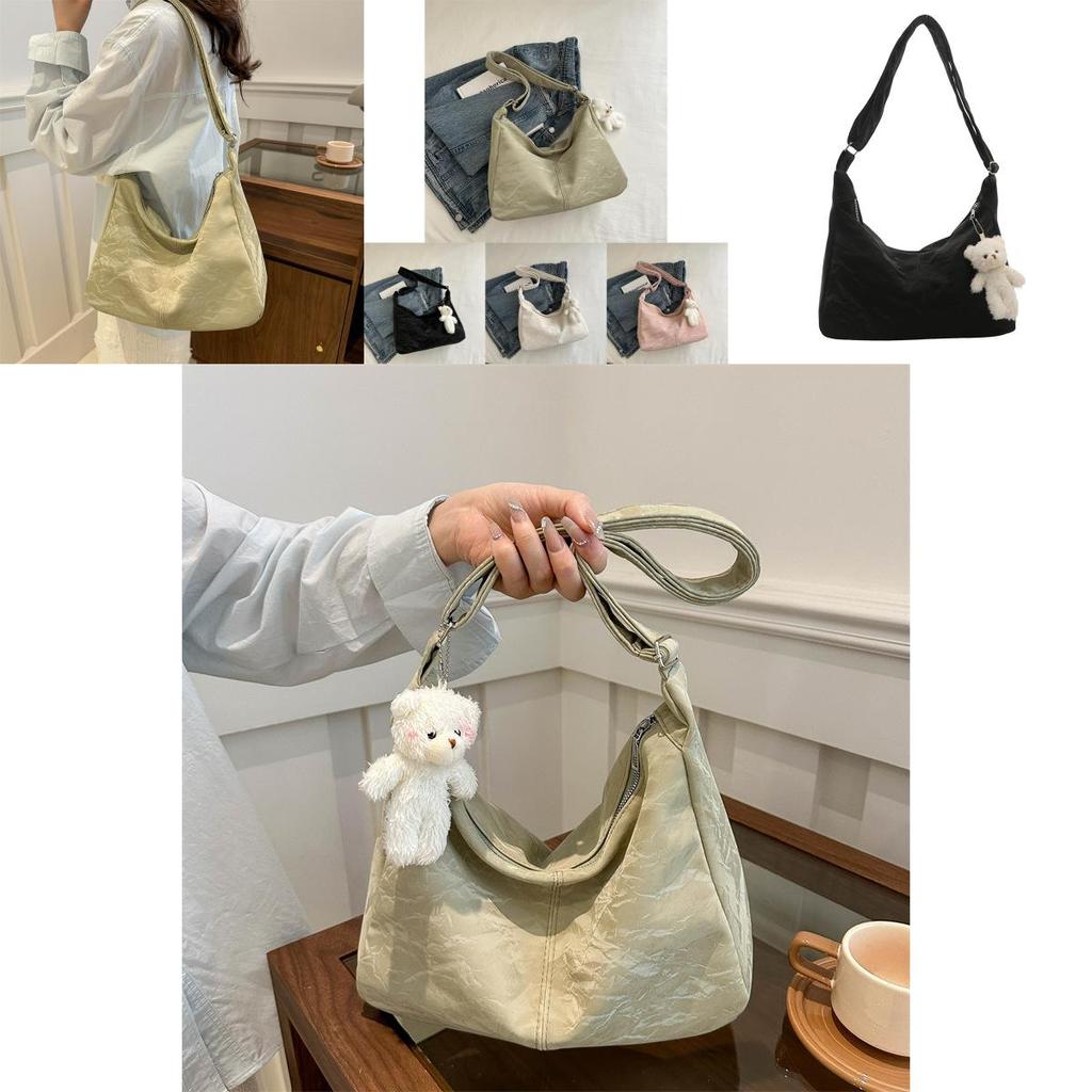 Spacious Casual Shoulder Bag For Women 2024 Trendy Solid Color Tote Style With Zipper Closure