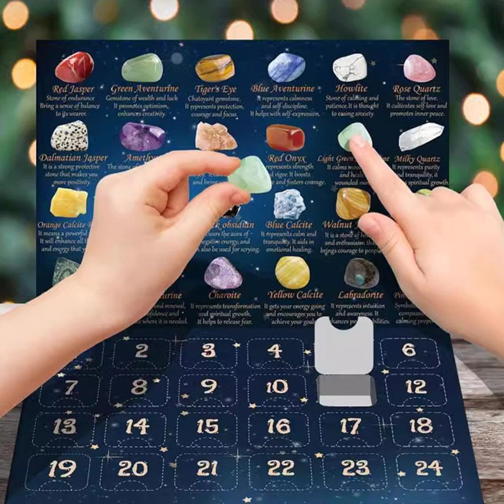 Advent Calendar Countdown Calendar Natural Crystal Gemstones Halloween Countdown Box Gift for Boys Girls Teens Adults