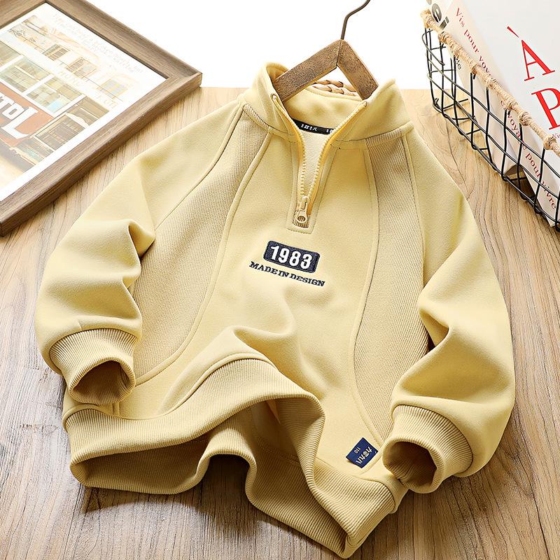 

Детская флисовая толстовка в корейском стиле с застежкой-молнией на половину длины — тренд зимы 2024 года для мальчиков 120