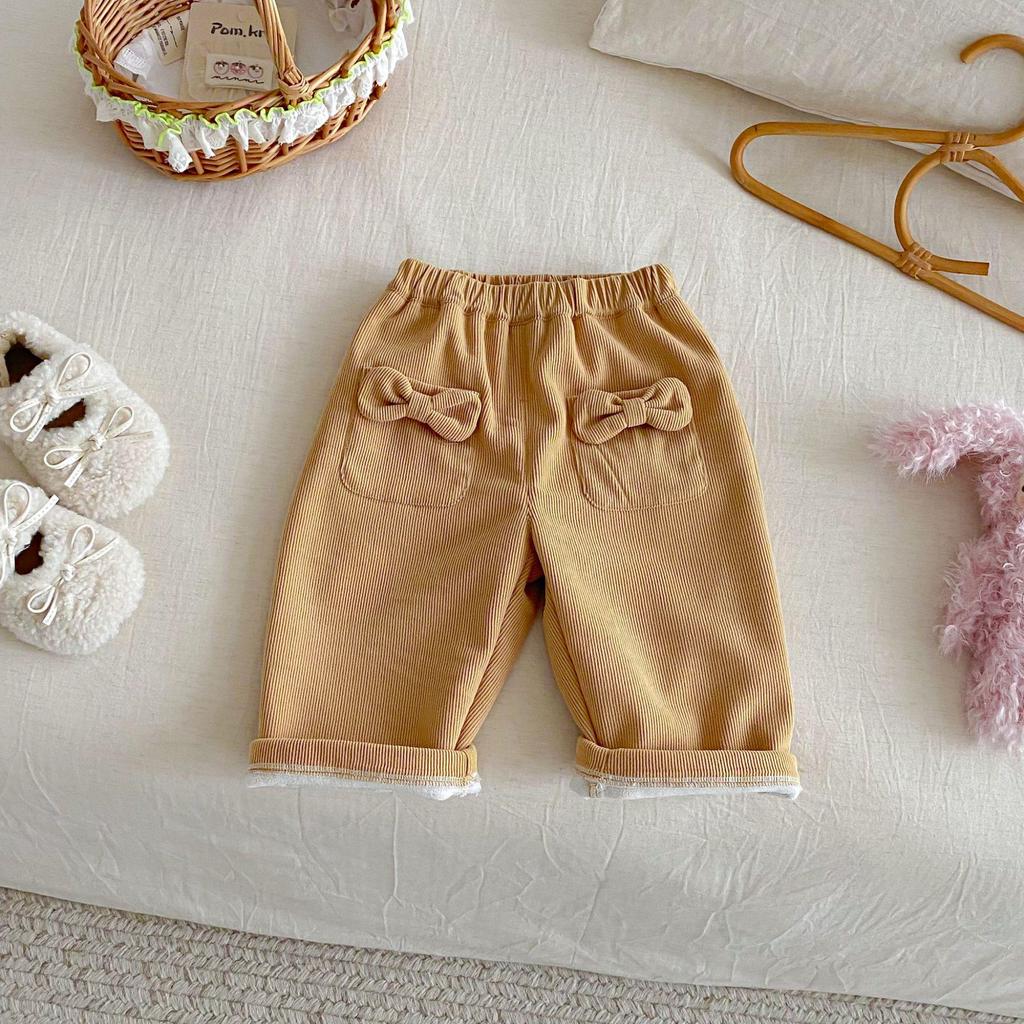 Pantaloni in Velluto a Coste con Fiocco da Ragazza - Stilosi Casual Invernali 2025