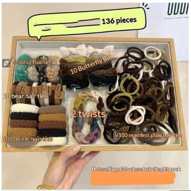 [86 pieces set] autumn and winter hair accessories cute widened and thickened high elastic high horsetail rubber band durable hair ring