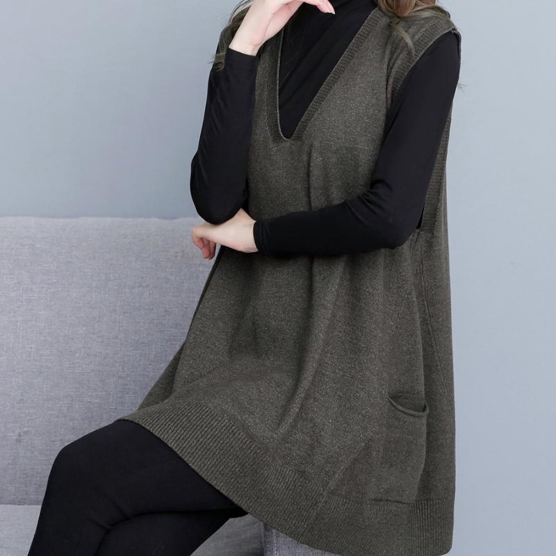 100kg Plus Size Vest Women's Autumn and Winter Vest Knitted Sweater Sleeveless Sweater Korean Loose Spring and Autumn Waistcoat