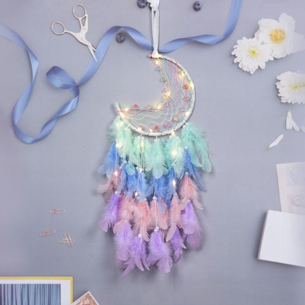 

Creative Moon Dreamcatcher Handmade Wall Hanging Pendant Wall Art Moon Dream Catcher Net Gift