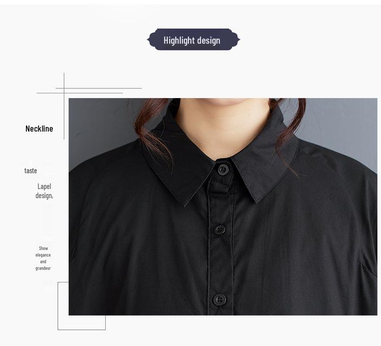 Real Shot Spring Autumn Loose Plus Size Patchwork Long Sleeve Shirt Dress