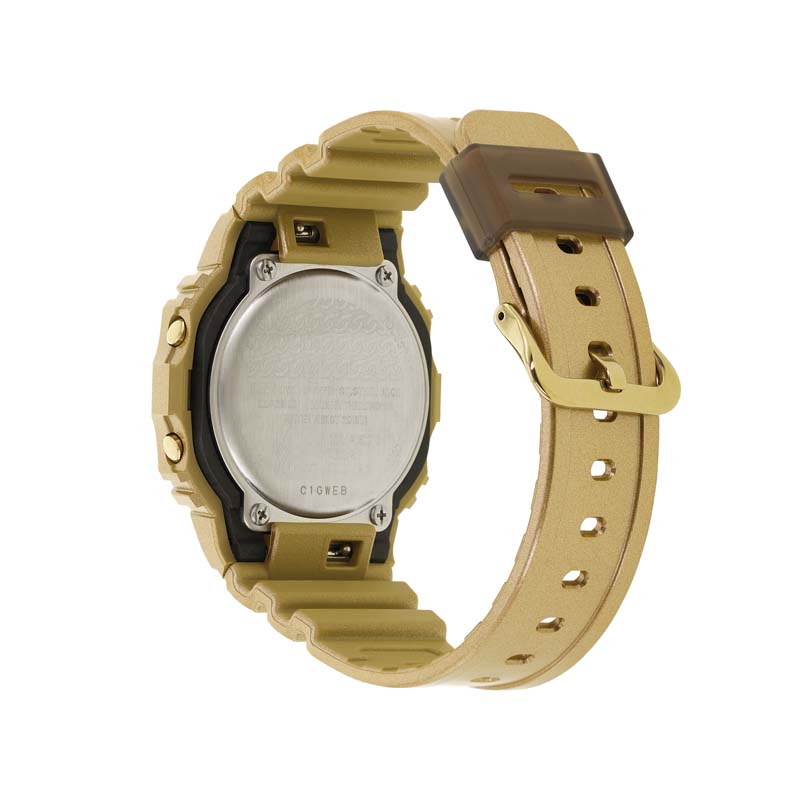 Casio G-Shock Cadena Dorada Retro Cuadrado Pequeño Resistente a Golpes Impermeable Reloj de Cuarzo Relojes para Hombre DWE-5600HG-1PFH