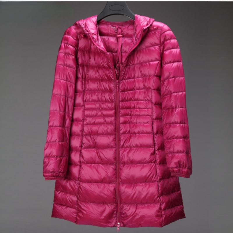 Women's Long Hooded Puffer Down Jacket - Ultra-Light Style
