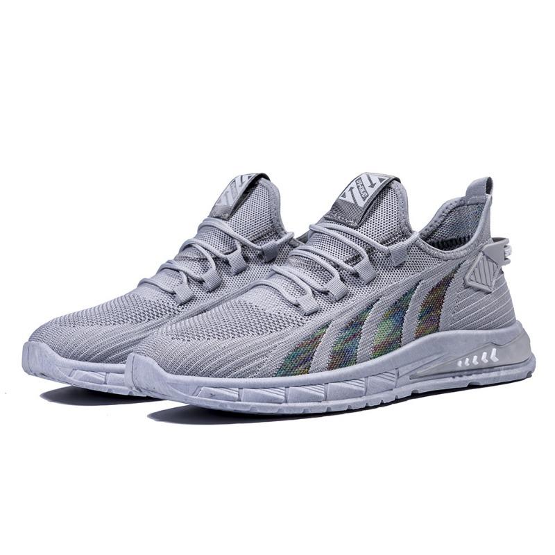 Large size men's shoes new spring and summer fly-woven breathable fashion lace-up sneakers men