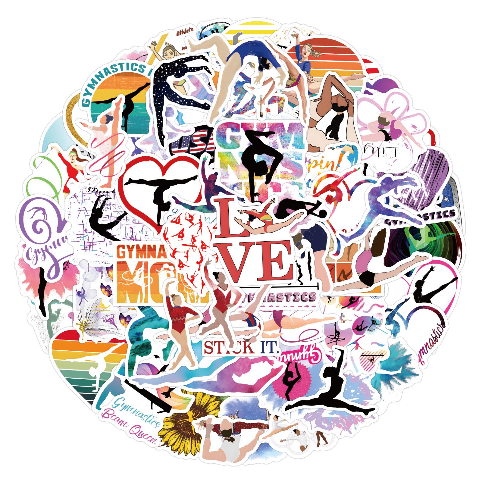 

110 Gymnastics Cartoon Waterproof Stickers for Skateboards, Water Bottles, Journals - Decorative Pack