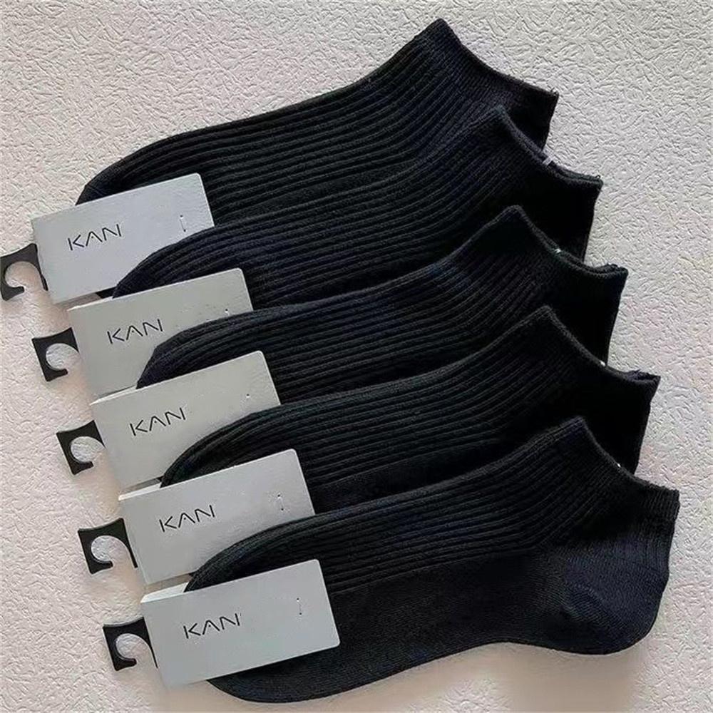 5 Pairs High Quality Double Needle Men's Women's Cotton Socks Short Tube Black/White Sports Socks Summer Invisible Ankle Meias