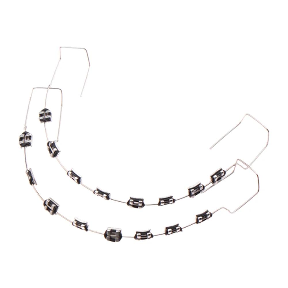 1 Pair Temporary Tooth Decoration Dental Fake Braces with Metal Wires & Bracket Dental Metal Bracket Dental Tool for Tooth Decor