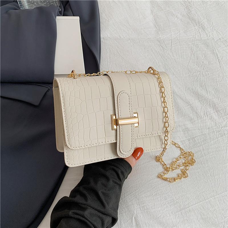 

Сумка через плечо женская сумка-мессенджер ретро тиснение под камень однотонная маленькая квадратная сумка цепочка высокая ценность новая универсальная белый