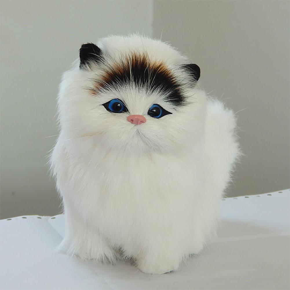 Gatto Di Peluche Simulato In Plastica Cava | 12x12x6 Cm Bianco | Decorazione Casa E Regalo Per Bambini