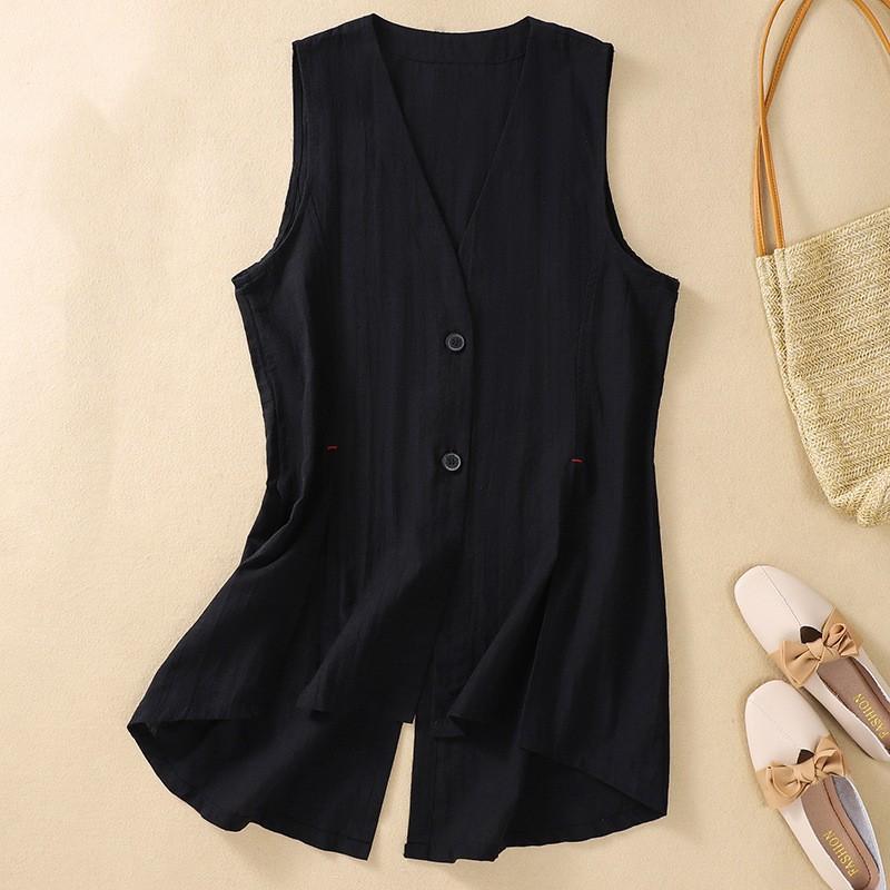 

Женская летняя тонкая простая рубашка с кондиционером, свободный литературный элегантный кардиган средней длины XS чёрный