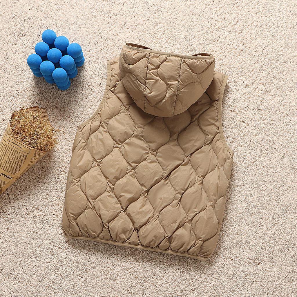 Women's Petite Hooded Lightweight Down Jacket, Autumn/Winter, Diamond Pattern, White Duck Down, Short Style.