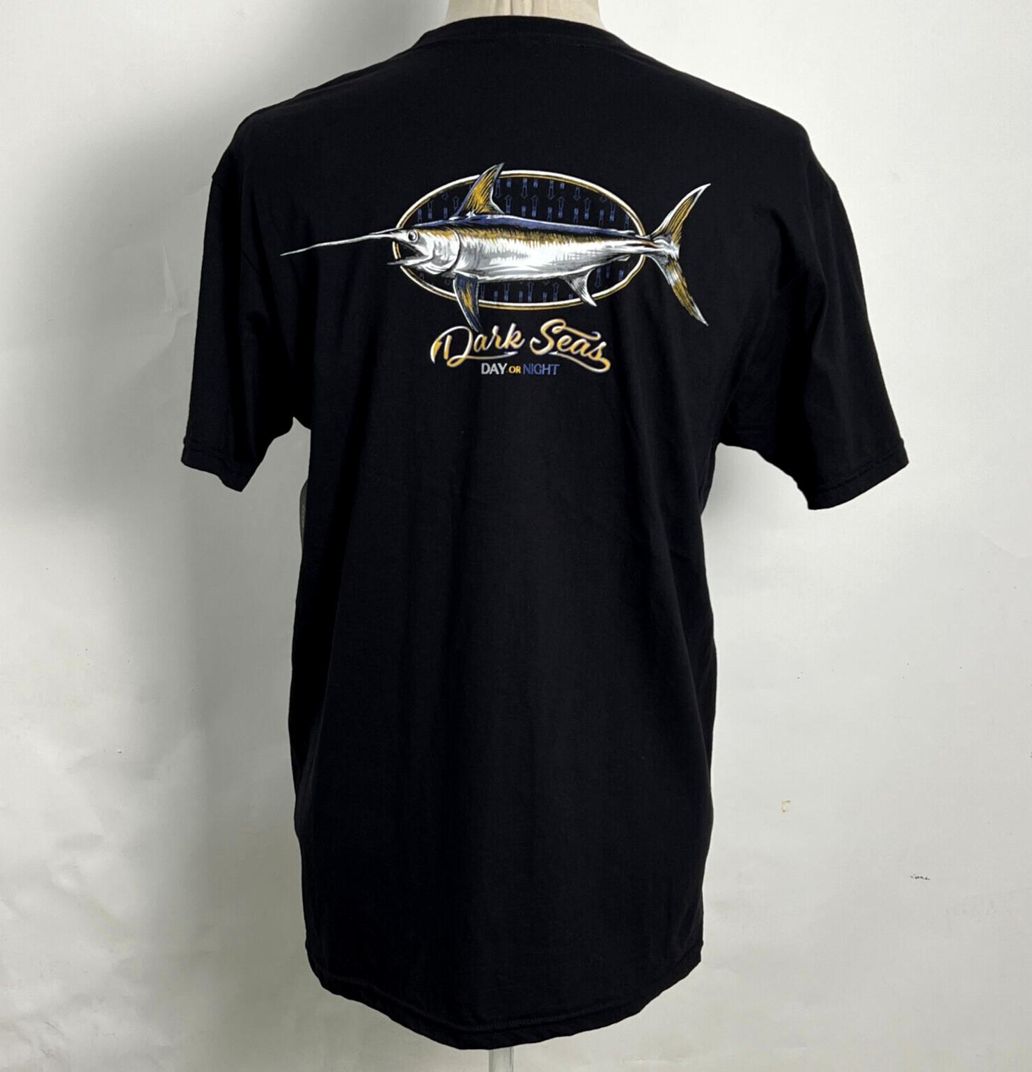 Dark Seas Men s T-Shirt Day or Night Black Size L NWT Fish Unisex T-Shirt S