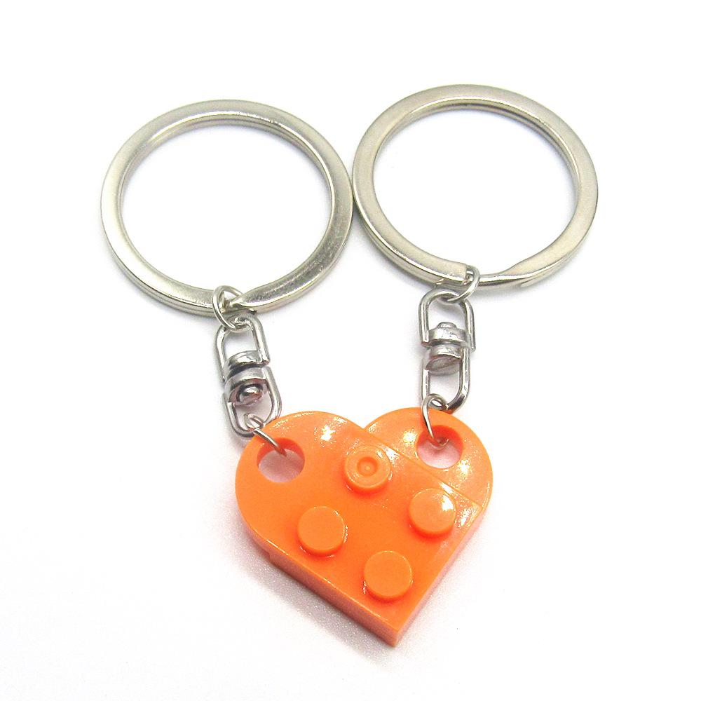 LEGO Heart Puzzle Keychain: European & American Style Building Block for Couples