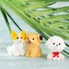 Cartoon Cute Little Dog Gold Haired Teddy Resin Ornament Micro Landscape Desktop Car Mounted Pet Decoration
