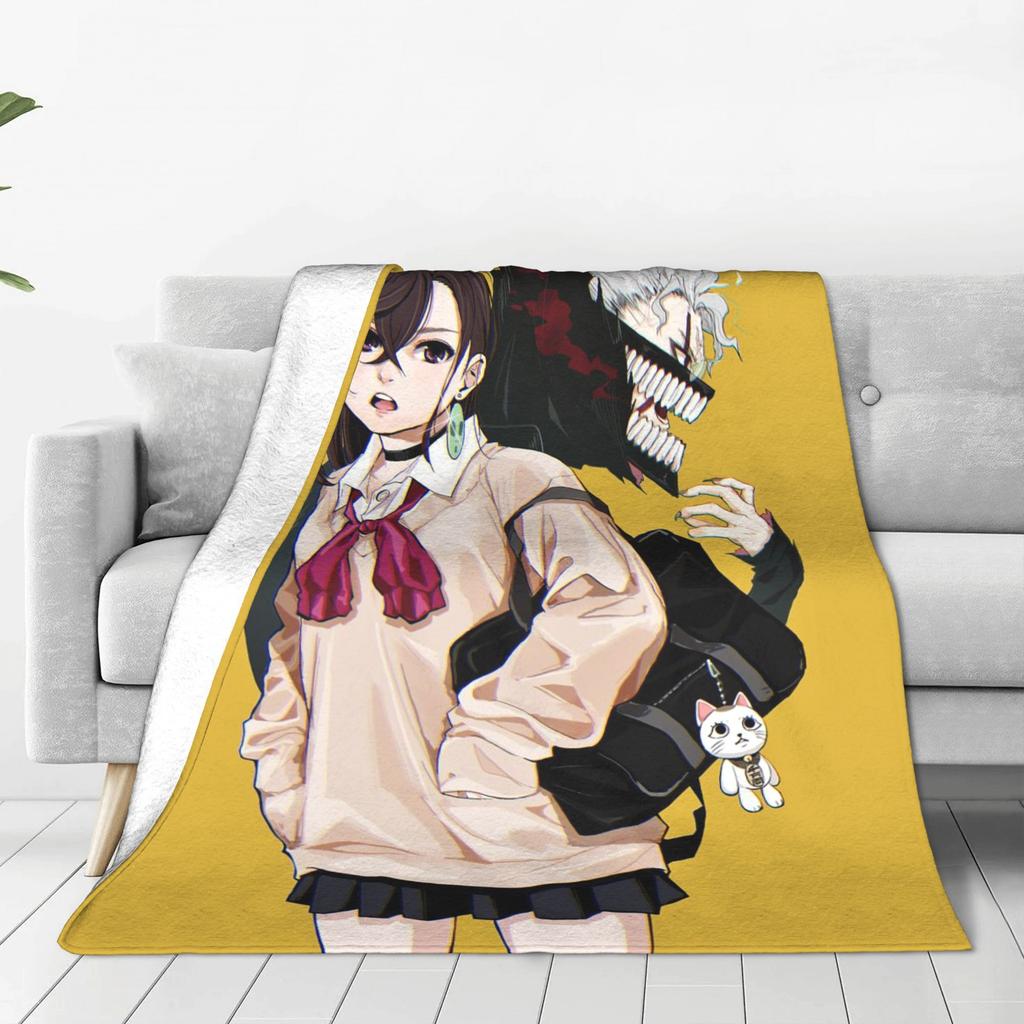 Cartoon Manga Dandadan Action Comedy Creative Blanket Portable Flannel Sofa Throw Blanket for Bedroom Outdoor Throws Bedspread