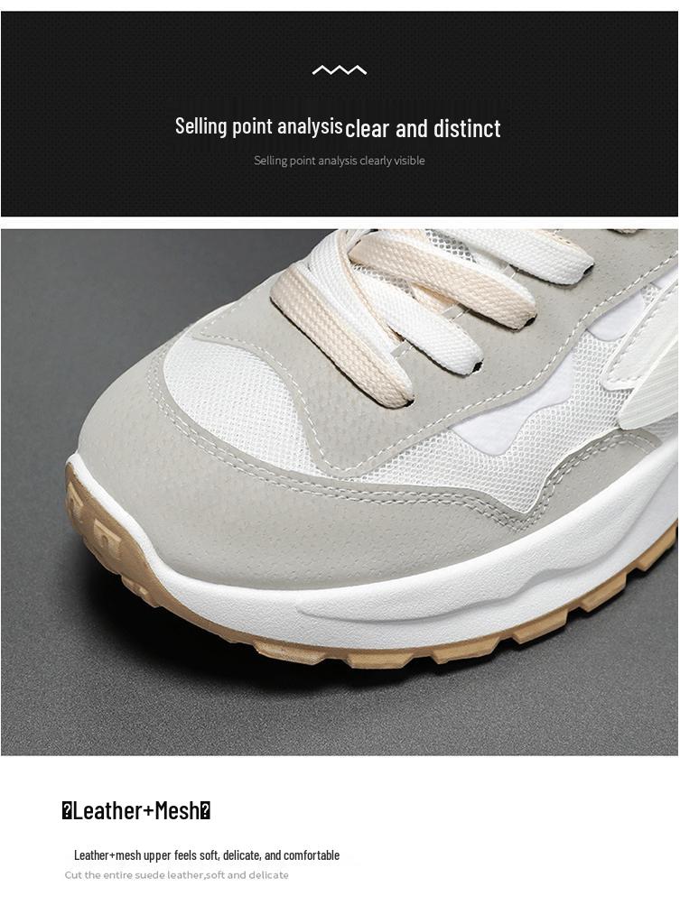 2025 Men's Summer Breathable White Mesh Sneakers - Korean Style Casual Versatile Dad Shoes