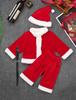 Baby Boys Christmas Santa Claus Costume Outfit Long Sleeves Velvet Top + Trousers Set