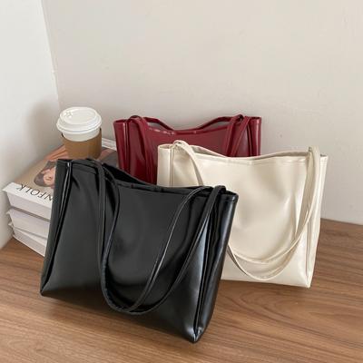 Sac Femme 20 Nouvelle Tendance Sac à Bandoulière Grande Capacité Sac Cabas Simple Portable Couleur Unie Grand Sac