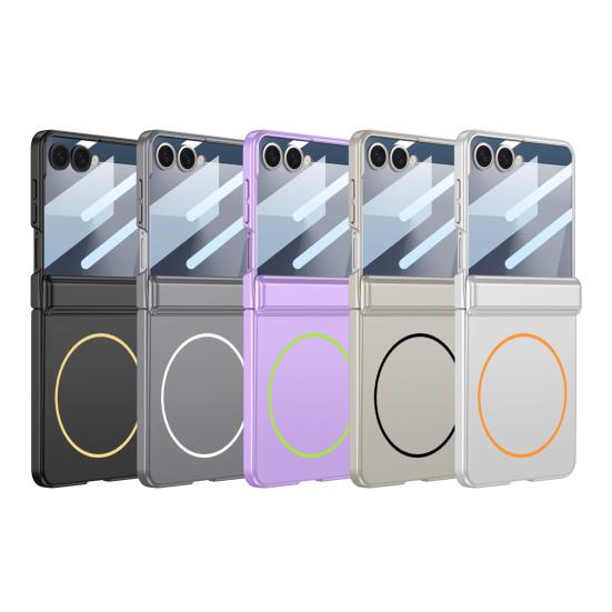 Phone Case for Samsung Z Flip 7 Magnetic Hinge Protection Protective Case with Built-In Screen Protector Wireless Charging Case