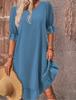 Plus Size Casual Volné Mid šaty pro ženy Letní elegantní vintage šaty A-Line Dámské bavlněné lněné šaty