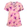 Quick-Drying Printed T-Shirt Short-Sleeved V-Neck Dental Oral Hand Wash Clothes Beauty Salon Pet Hospital Doctor Nurse Overalls