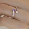 Cute Female White Purple Stone Silver Color Star Wedding Rings Promise Open Adjustable Engagement  For Women