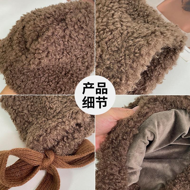 Red Hat Women'S Balaclava Hat Big Head Circumference Wool Hat Warm Ear Protection Windproof Knitted Hat