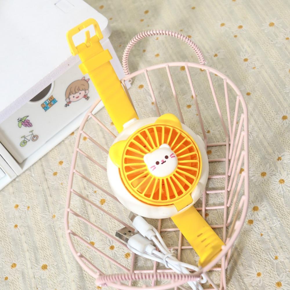 USB Charging Portable Cute Watch Fan 3 Speeds Watch Small Fan Capybara Electric Fan Student